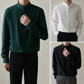 ALONSO Button-Down Shirt with Mandarin Collar