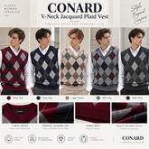 CONARD V-Neck Jacquard Plaid Vest