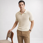 Men´s Knitted V-neck Polo Shirt