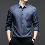 TOREN Texture-Stripe Casual Shirt