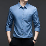 TOREN Texture-Stripe Casual Shirt