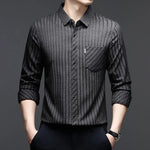 TOREN Texture-Stripe Casual Shirt