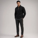 CHEKK Patterned Half-Zip Sweater