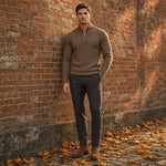 CHEKK Patterned Half-Zip Sweater