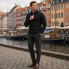 CHEKK Patterned Half-Zip Sweater