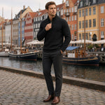 CHEKK Patterned Half-Zip Sweater