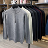 ARRON quarter-zip knit sweater, ribbed stand collar and cable-knit sleeve