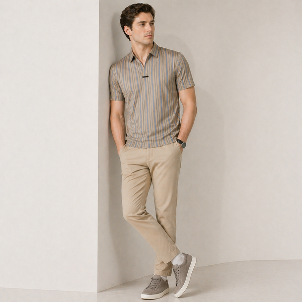 ADRIANO Breathable Silk Striped Shirt 