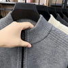 ARRON quarter-zip knit sweater, ribbed stand collar and cable-knit sleeve