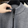 ARRON quarter-zip knit sweater, ribbed stand collar and cable-knit sleeve