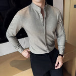 LUCIAN Stand Collar Button Down Shirt