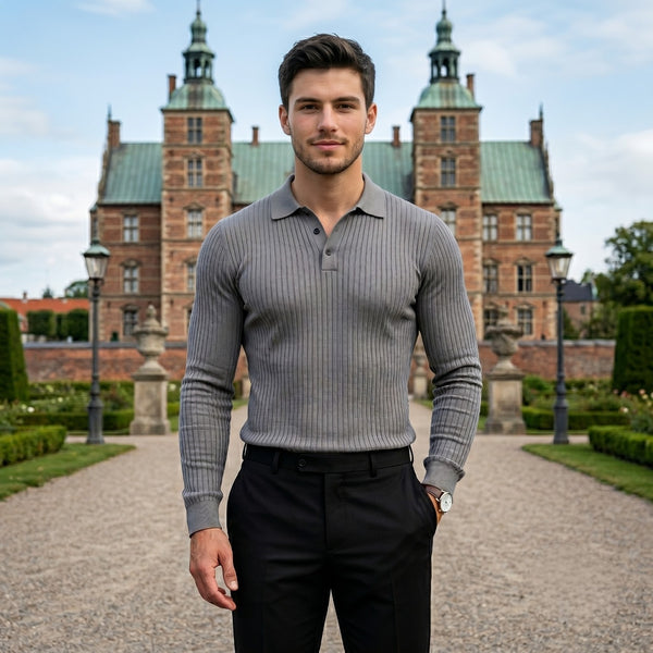 MILLER Long-Sleeve Ribbed Polo 