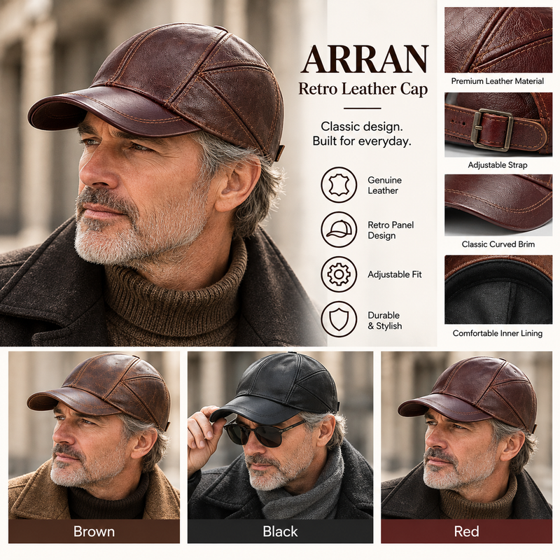 ARRAN Retro Leather Cap