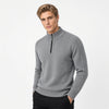 ARRON quarter-zip knit sweater, ribbed stand collar and cable-knit sleeve
