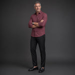 TOREN Texture-Stripe Casual Shirt