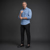 TOREN Texture-Stripe Casual Shirt