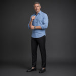 TOREN Texture-Stripe Casual Shirt