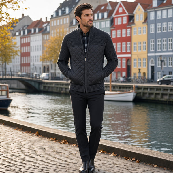ZACH Quilted Retro Zipper Sweater