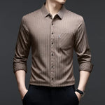 TOREN Texture-Stripe Casual Shirt
