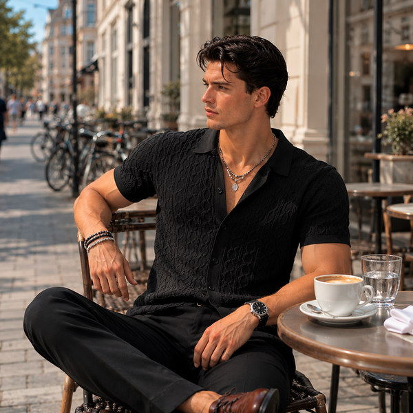 DUXE Button-Up Knit Polo