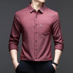 TOREN Texture-Stripe Casual Shirt