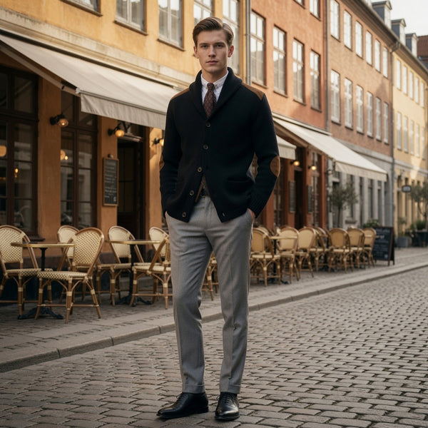 RUDRIK Shawl Collar Suede Cardigan