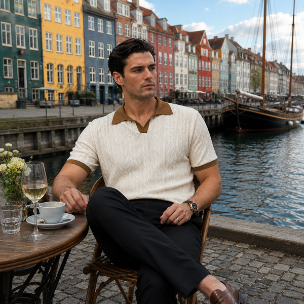 WALDRON Premium Contrast V-Neck Polo